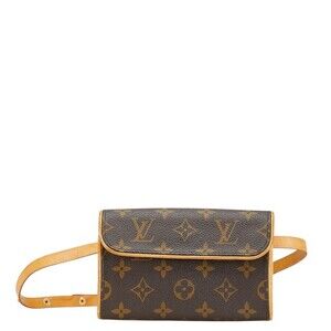 LOUIS VUITTON Authentic Brown Monogram Leather Pochette Hobo Bag